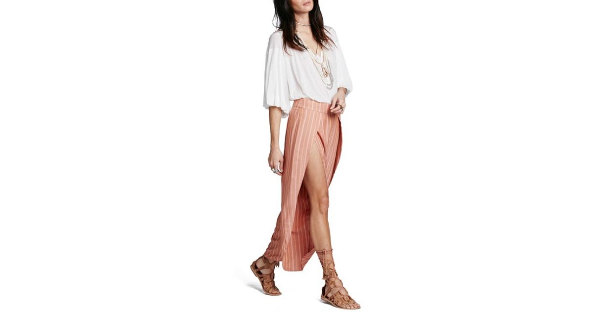 pink split hem pants